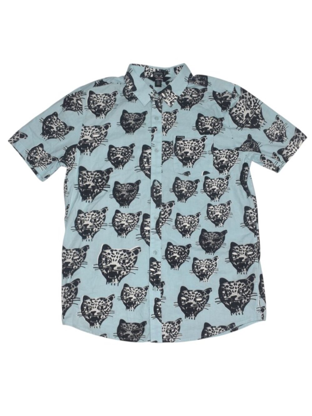 VOLCOM OBX Netflix Mens Ozzie Cat Short Sleeve John B Button Down Shirt L